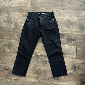 Old Navy high rise slouchy straight black jeans.